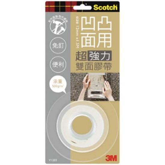 3M Scotch VHB超強力雙面膠帶/V1203/凹凸面專用/12mmx 圖片