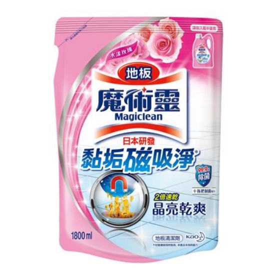 魔術靈地板清潔劑/水漾玫瑰/補充包/1800ml/包 圖片