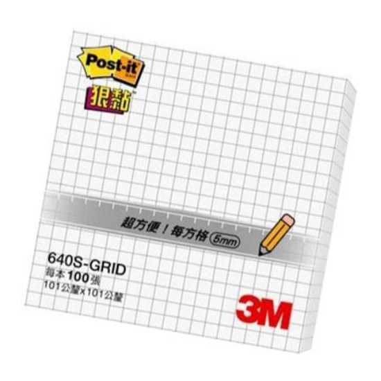 3M Post-it利貼狠黏方格便條紙/640S-GRID/101x101mm/ 圖片