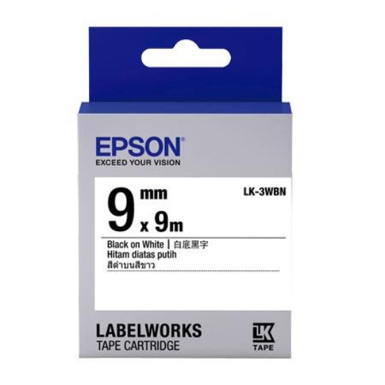 愛普生EPSON標籤帶/LK-3WBN/白底黑字/9mmx9M 圖片