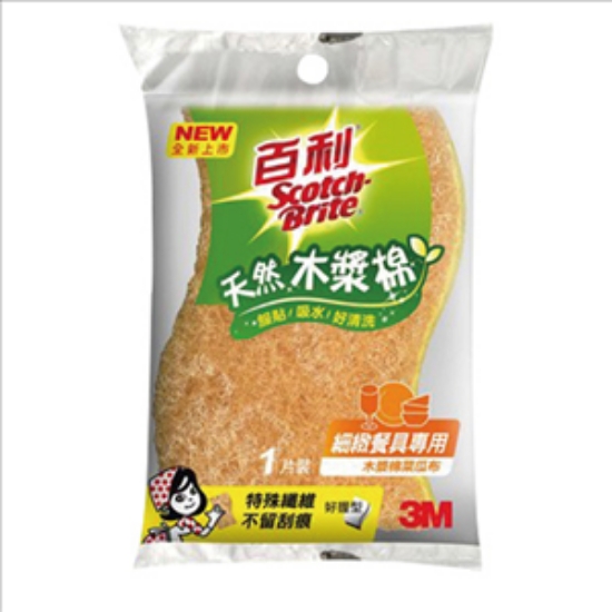 3M百利天然木漿棉菜瓜布/細緻餐具專用/410T/片 圖片