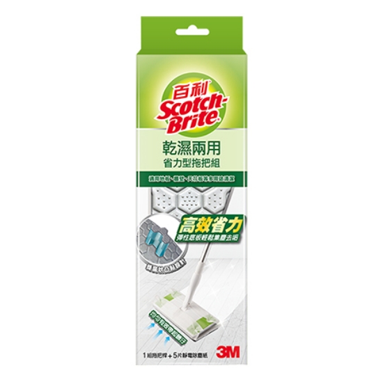 3M百利乾濕兩用省力型拖把組/DMS-X5/1桿附贈5片乾拖巾 圖片