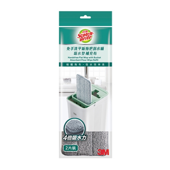 3M百利免手洗平板拖把刮水桶吸水型補充布/2片/包 圖片