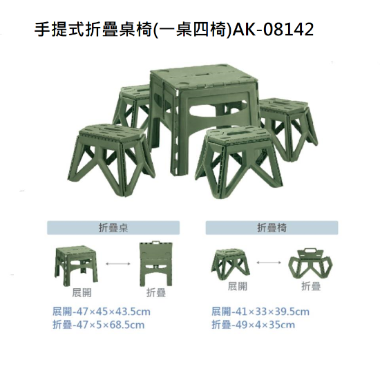 手提式折疊桌椅(一桌四椅)AK-08142 圖片
