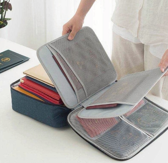 密碼鎖大容量證件收納包-藍色 圖片