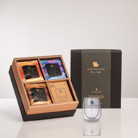 極品咖啡莊園-豪華精裝禮盒30入濾掛+玻璃杯組 圖片