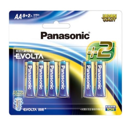 國際牌PanasonicEVOLTA鈦元素鹼性電池4號/8+2入/卡 圖片