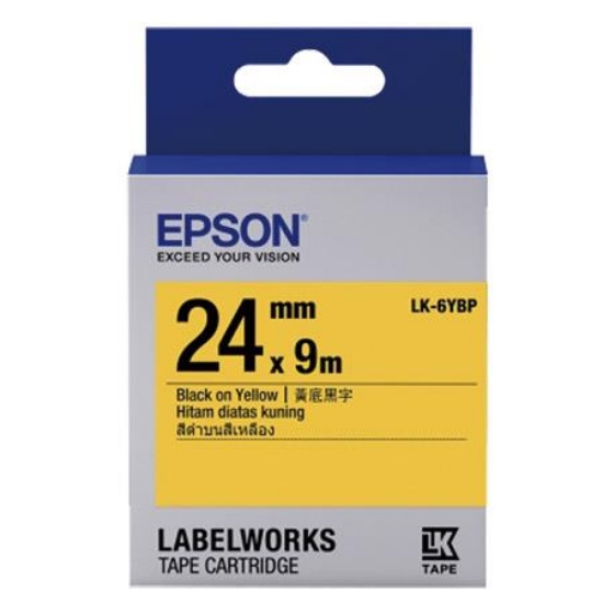 愛普生EPSON標籤帶/LK-6YBP/黃底黑字/24mmx9M 圖片
