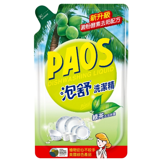 泡舒PAOS洗潔精補充包/綠茶/800g 圖片