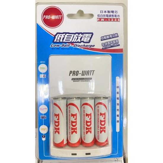 PRO-WATT充電器+日本FDK低自放充電池/3號/4入/組 圖片