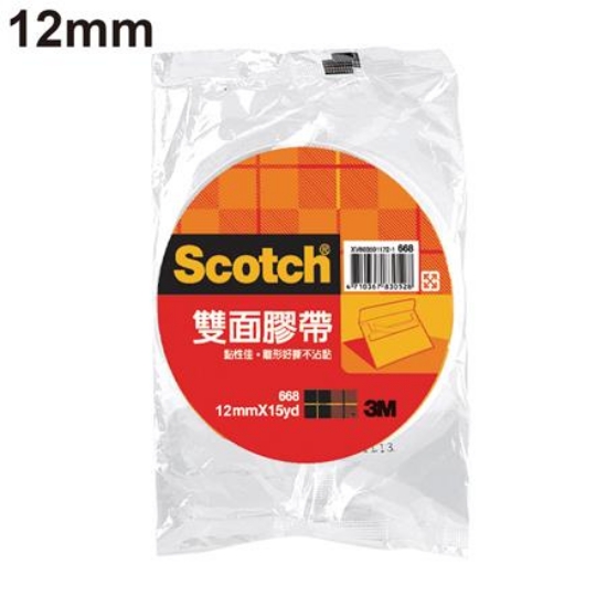 3M Scotch雙面棉紙膠帶/668/12mmx15Y 圖片
