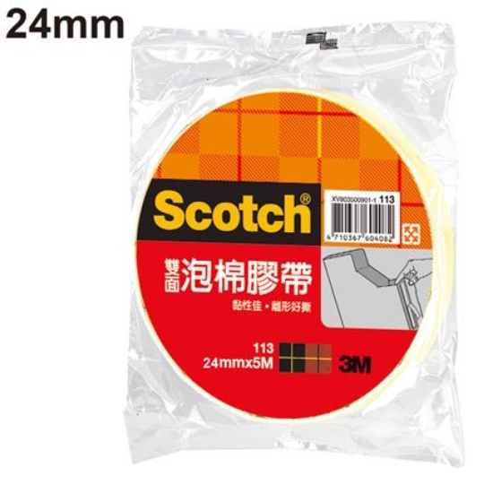 3M Scotch雙面泡棉膠帶/113/24mmx5M 圖片