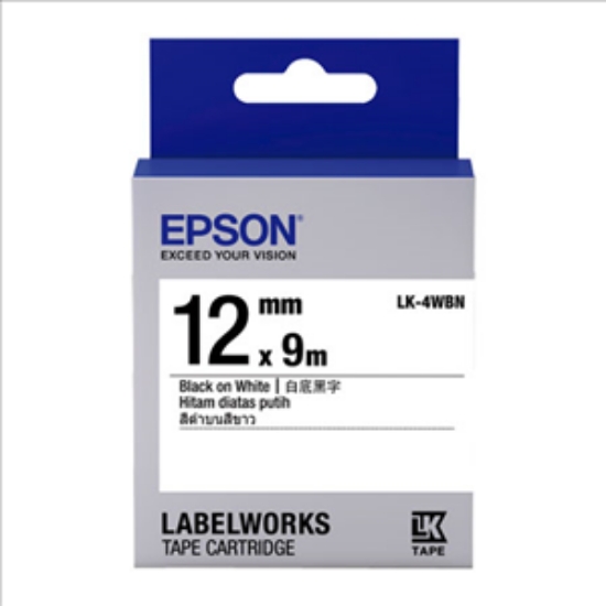 愛普生EPSON標籤帶/LK-4WBN/白底黑字/12mmx9M 圖片