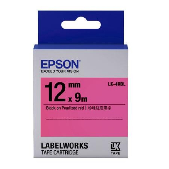 愛普生EPSON標籤帶/LK-4RBL/紅底黑字/12mmx9M 圖片