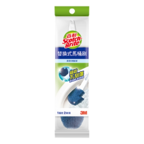 3M百利替換式馬桶刷/刷頭無清潔劑/1握把2刷頭/袋 圖片