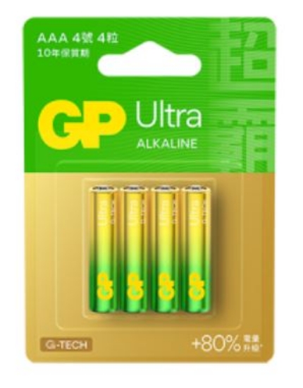 超霸 GP Ultra特強鹼性電池/4號/4入/卡 圖片