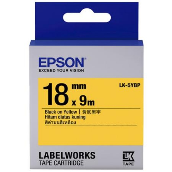 愛普生EPSON標籤帶/LK-5YBP/黃底黑字/18mmx9M 圖片